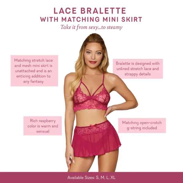 Lace Bralette w Matching Mini Skirt V3