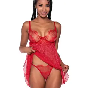 Shimmer Lace & Mesh Babydoll