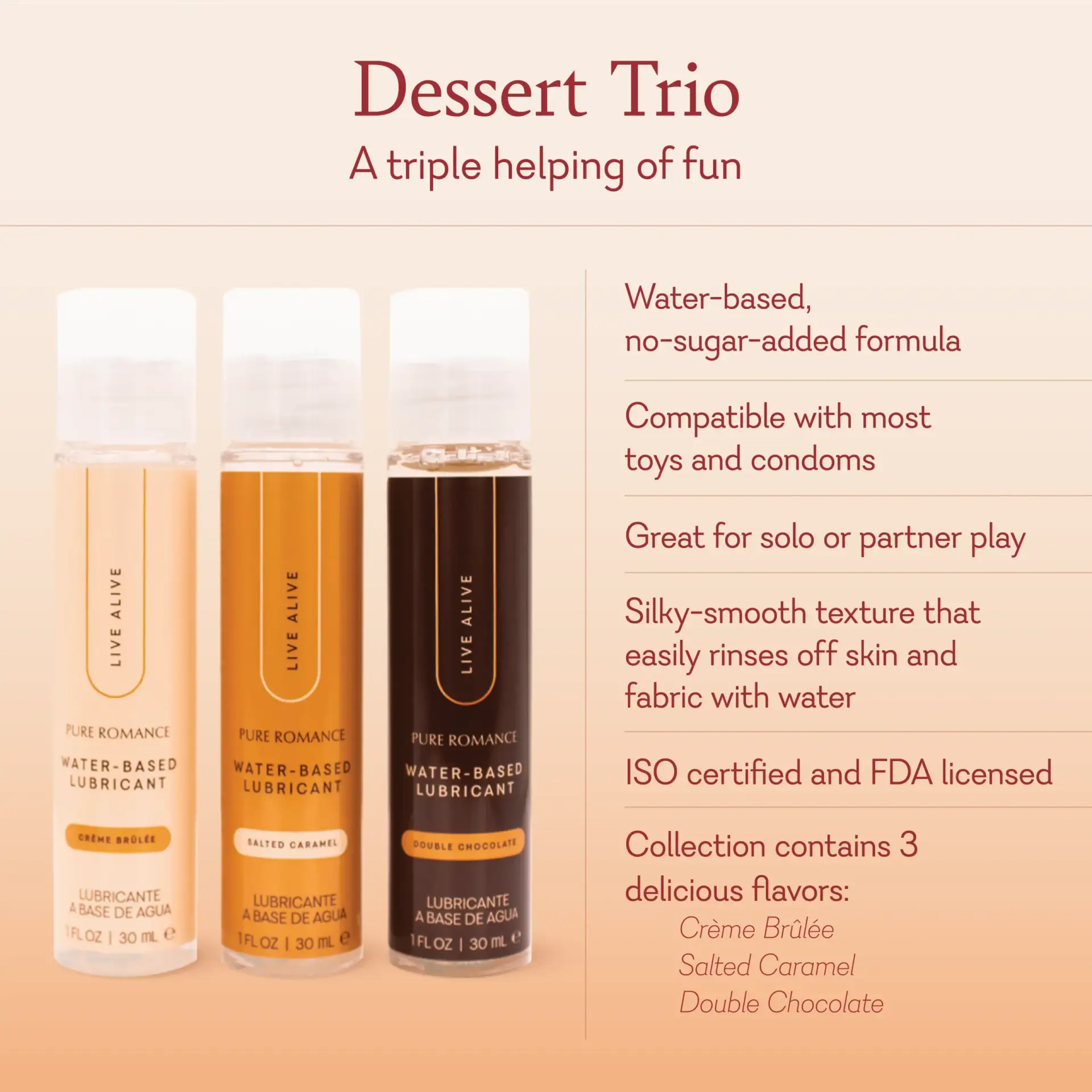 Dessert Trio-Water Based Lube Set | Pure Romance By Trish