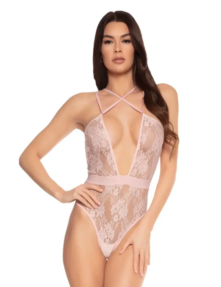 Strappy Thong Bodysuit - Pink Champagne
